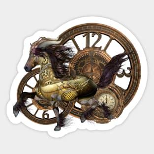 Unique Steampunk horse clocks and gears Sticker